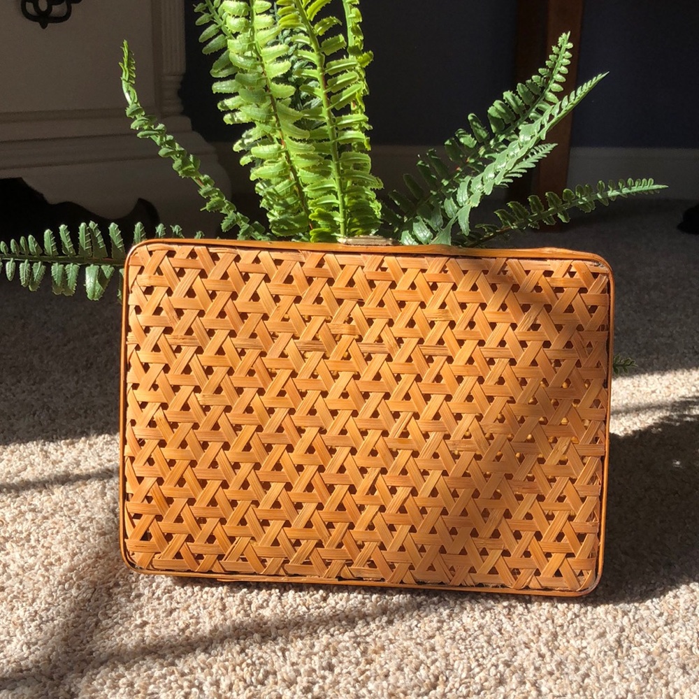 Vintage caning bamboo clutch